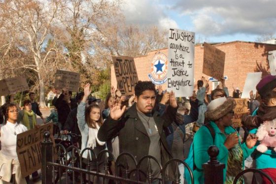 Still in the street.