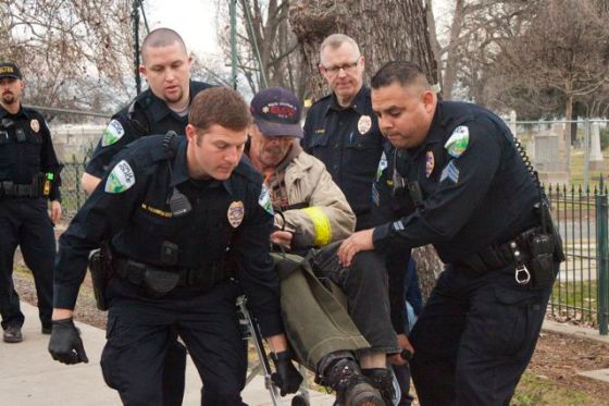 Handicapped man cited and removed.