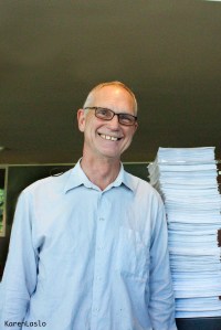 Chico City Council candidate, Karl Ory, turns in the Farmers Market petitions.